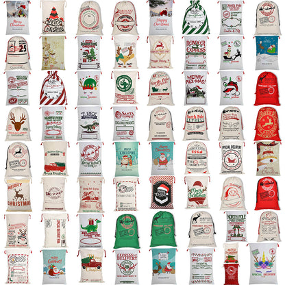 Large Christmas XMAS Hessian Santa Sack Stocking Bag Reindeer Children Gifts Bag, Cream - Bell V474-546944