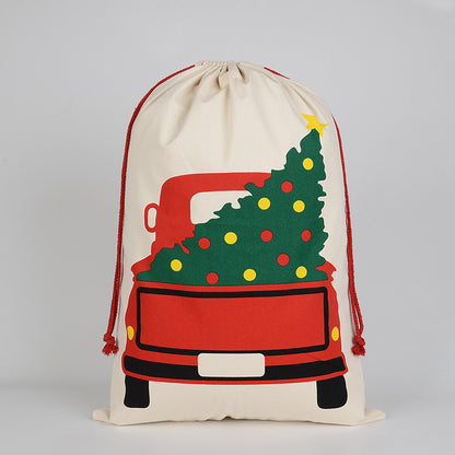 50x70cm Canvas Hessian Christmas Santa Sack Xmas Stocking Reindeer Kids Gift Bag, Cream - Van Delivery V474-546961