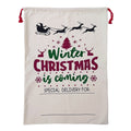 50x70cm Canvas Hessian Christmas Santa Sack Xmas Stocking Reindeer Kids Gift Bag, Cream - Winter Is Coming V474-546967