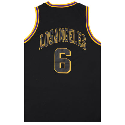 New Men's Basketball Jersey Sports T Shirt Tee Vest Tops Gym Chicago Los Angeles, Black - Los Angeles 6, XL V474-555082