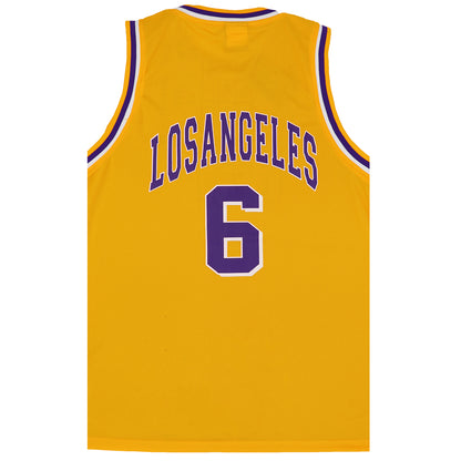 New Men's Basketball Jersey Sports T Shirt Tee Vest Tops Gym Chicago Los Angeles, Yellow - Los Angeles 6, S V474-555092