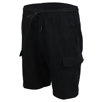 Men's Cargo Shorts 4 Pockets Cascual Work Trousers Active Pants Elastic Waist, Black, XS V474-557459