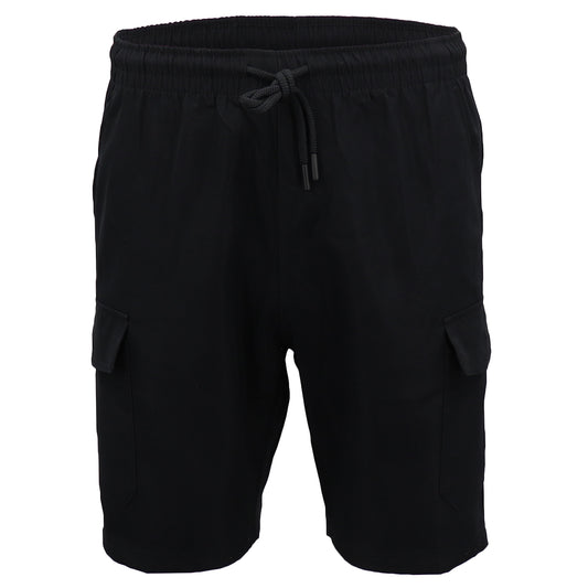 Men's Cargo Shorts 4 Pockets Cascual Work Trousers Active Pants Elastic Waist, Black, XL V474-557463