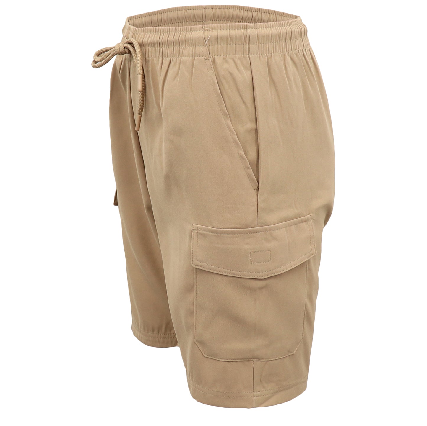 Men's Cargo Shorts 4 Pockets Cascual Work Trousers Active Pants Elastic Waist, Khaki, XS V474-557473