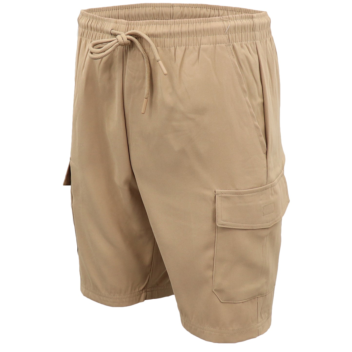 Men's Cargo Shorts 4 Pockets Cascual Work Trousers Active Pants Elastic Waist, Khaki, L V474-557476