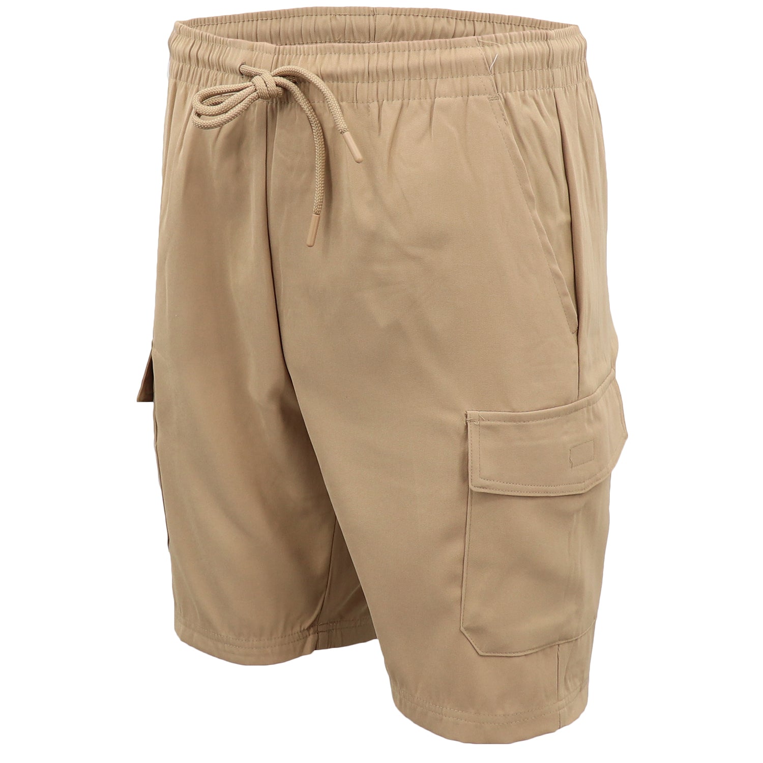 Men's Cargo Shorts 4 Pockets Cascual Work Trousers Active Pants Elastic Waist, Khaki, L V474-557476