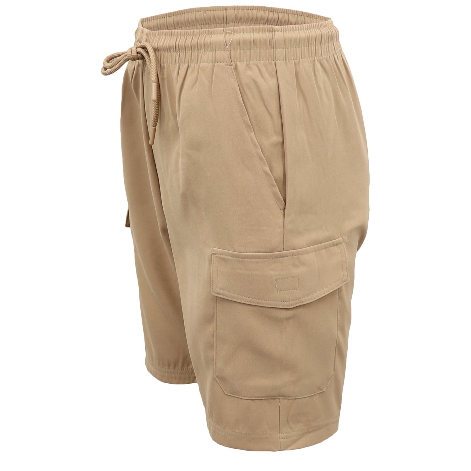 Men's Cargo Shorts 4 Pockets Cascual Work Trousers Active Pants Elastic Waist, Khaki, XL V474-557477