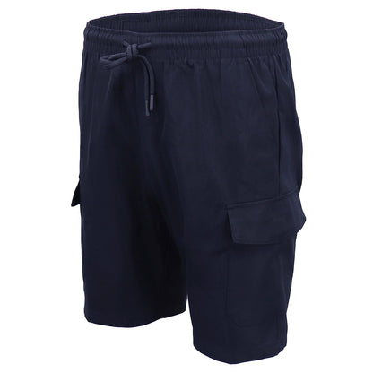 Men's Cargo Shorts 4 Pockets Cascual Work Trousers Active Pants Elastic Waist, Navy, M V474-557482