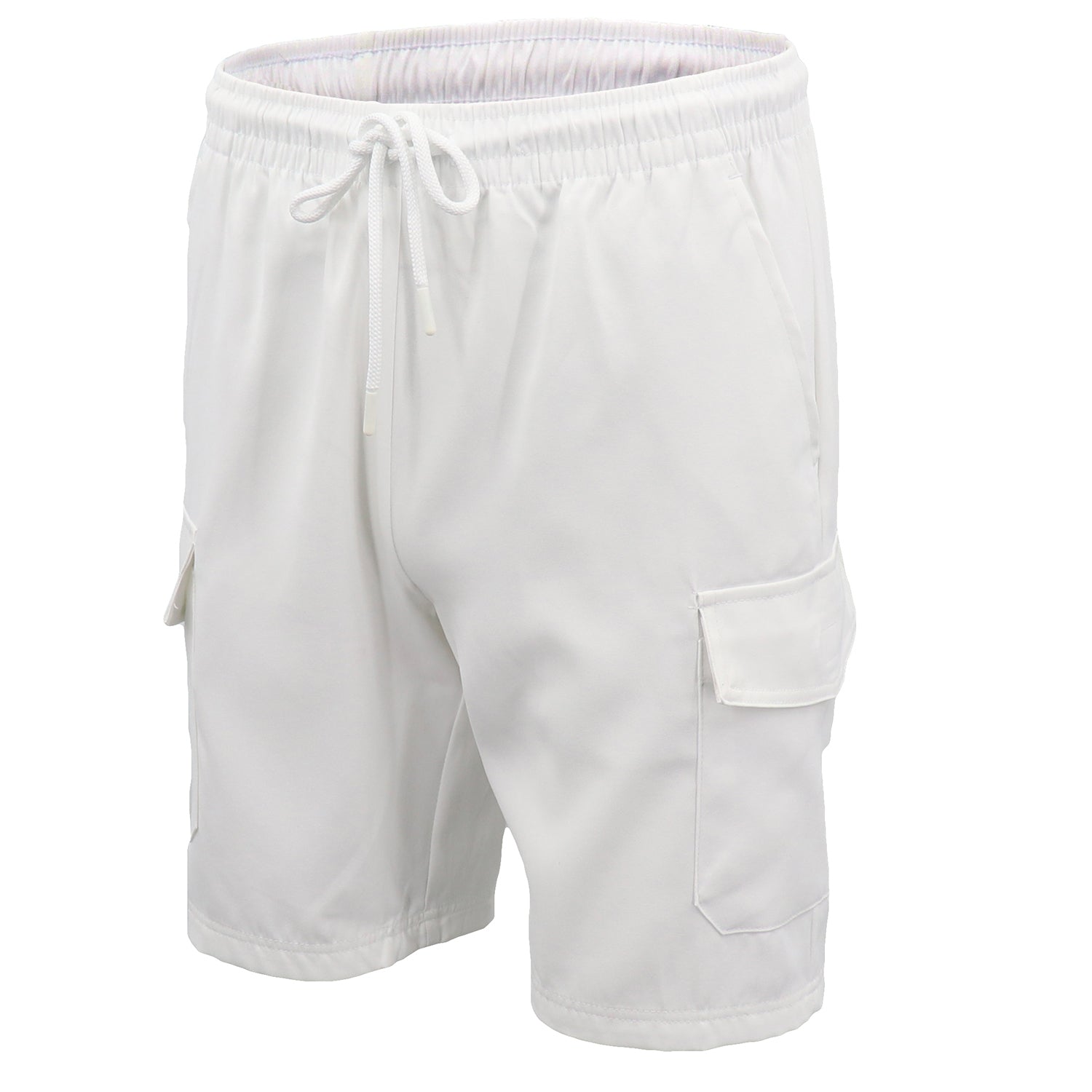 Men's Cargo Shorts 4 Pockets Cascual Work Trousers Active Pants Elastic Waist, White, XS V474-557487