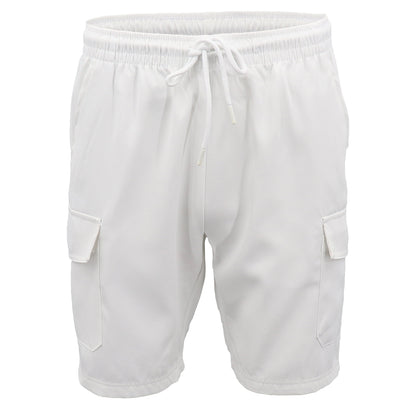 Men's Cargo Shorts 4 Pockets Cascual Work Trousers Active Pants Elastic Waist, White, S V474-557488