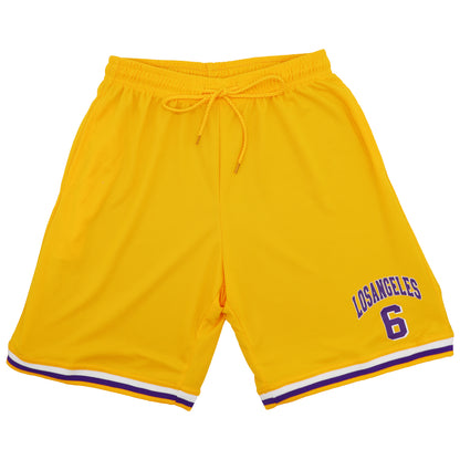 Men's Basketball Sports Shorts Gym Jogging Swim Board Boxing Sweat Casual Pants, Yellow - Los Angeles 6, M V474-563590