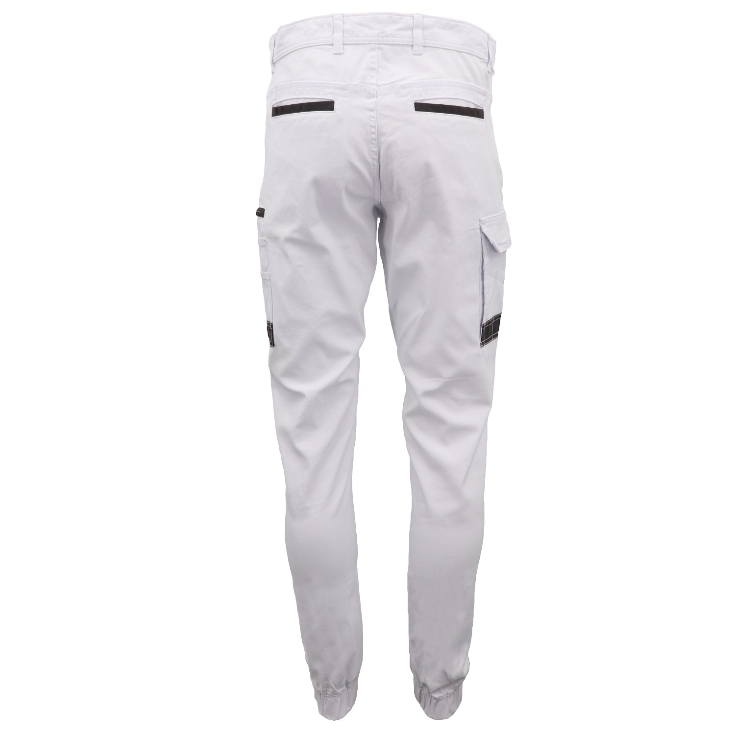 Men's Cargo Cotton Drill Work Pants UPF 50+ 13 Pockets Tradies Workwear Trousers, White, 28