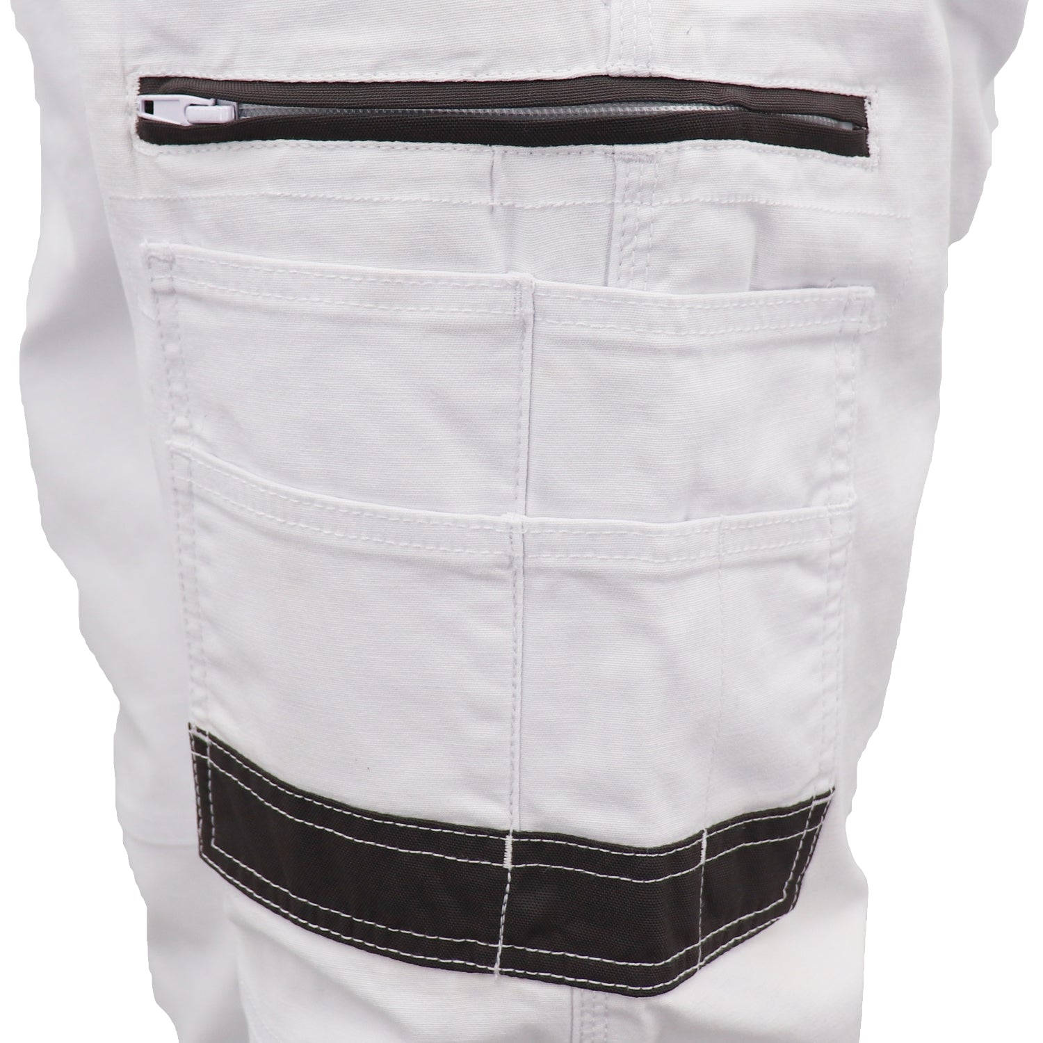 Men's Cargo Cotton Drill Work Pants UPF 50+ 13 Pockets Tradies Workwear Trousers, White, 28