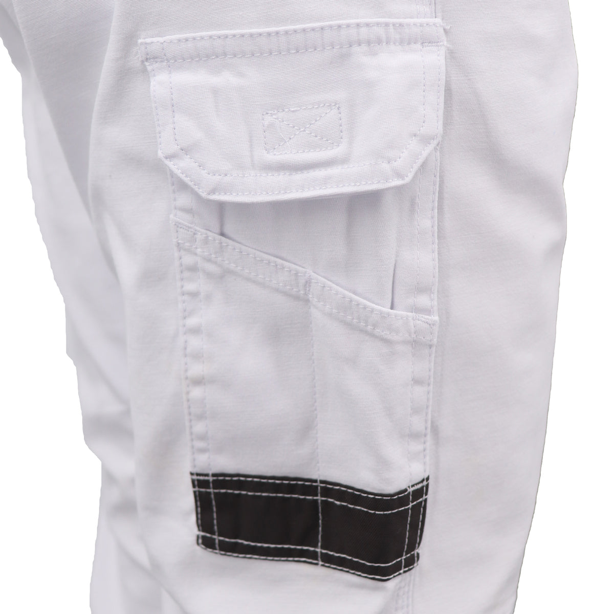 Men's Cargo Cotton Drill Work Pants UPF 50+ 13 Pockets Tradies Workwear Trousers, White, 28