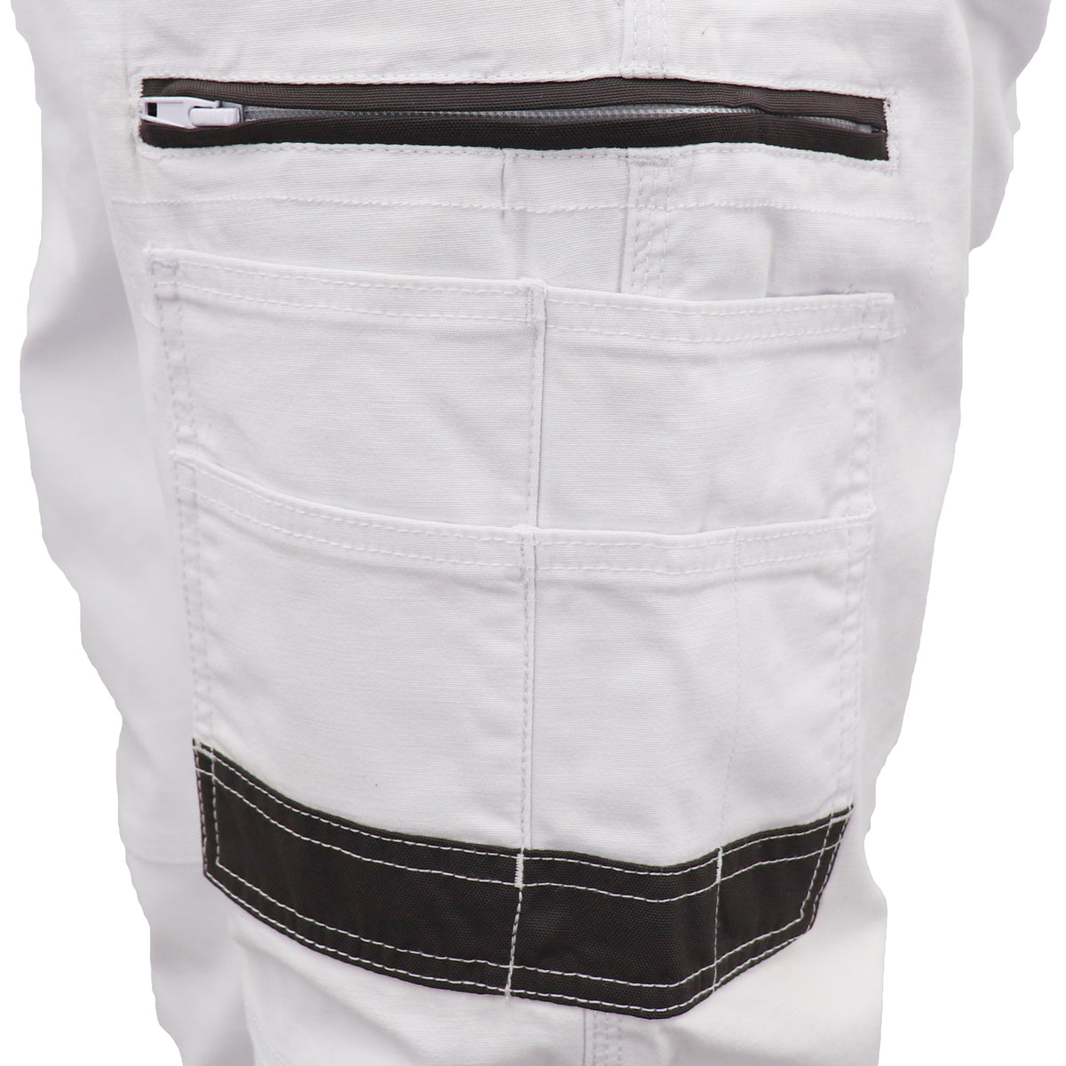 Men's Cargo Cotton Drill Work Pants UPF 50+ 13 Pockets Tradies Workwear Trousers, White, 32