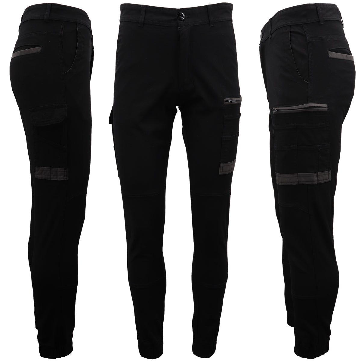 Men's Cargo Cotton Drill Work Pants UPF 50+ 13 Pockets Tradies Workwear Trousers, White, 32