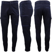 Men's Cargo Cotton Drill Work Pants UPF 50+ 13 Pockets Tradies Workwear Trousers, White, 32