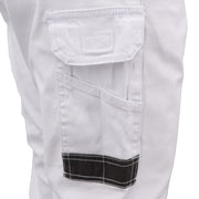 Men's Cargo Cotton Drill Work Pants UPF 50+ 13 Pockets Tradies Workwear Trousers, White, 32
