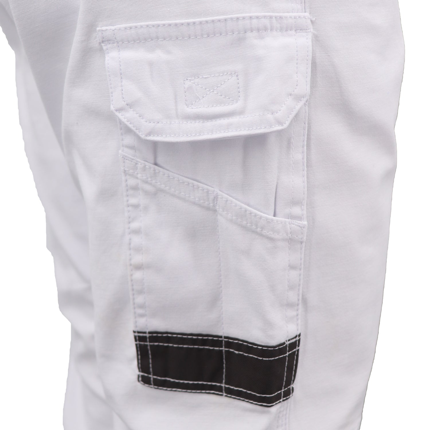 Men's Cargo Cotton Drill Work Pants UPF 50+ 13 Pockets Tradies Workwear Trousers, White, 32
