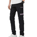 Men's Cotton Drill Cargo Work Pants UPF 50+ 13 Pockets Tradies Workwear Trousers, Black, 38