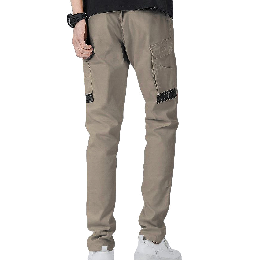 Men's Cotton Drill Cargo Work Pants UPF 50+ 13 Pockets Tradies Workwear Trousers, Khaki, 34 V474-578408