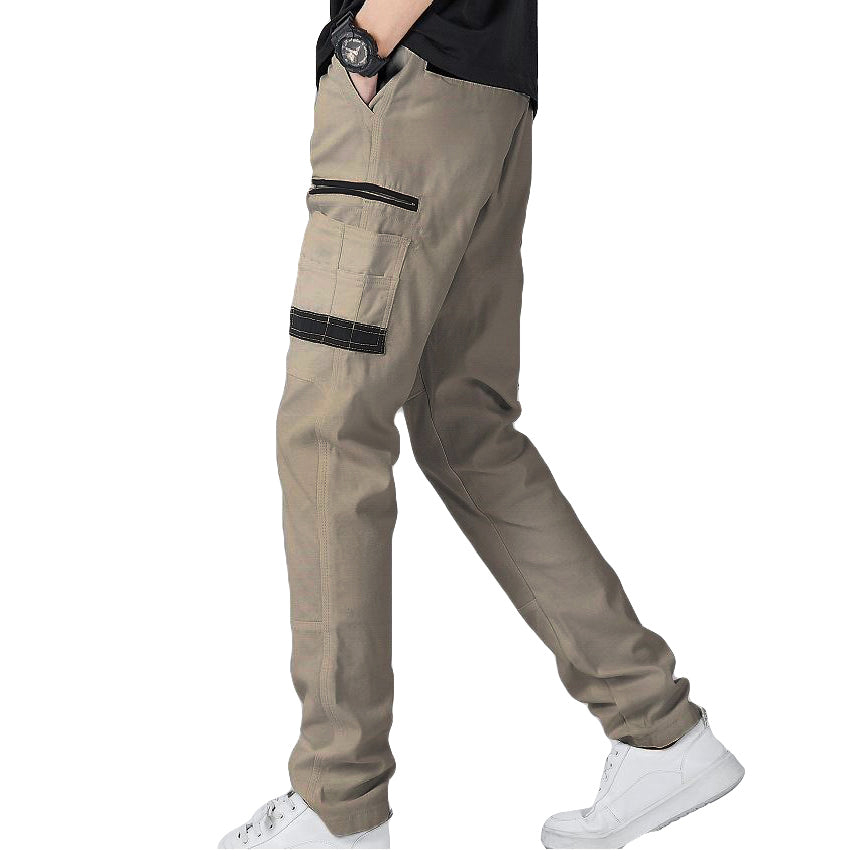 Men's Cotton Drill Cargo Work Pants UPF 50+ 13 Pockets Tradies Workwear Trousers, Khaki, 36 V474-578409