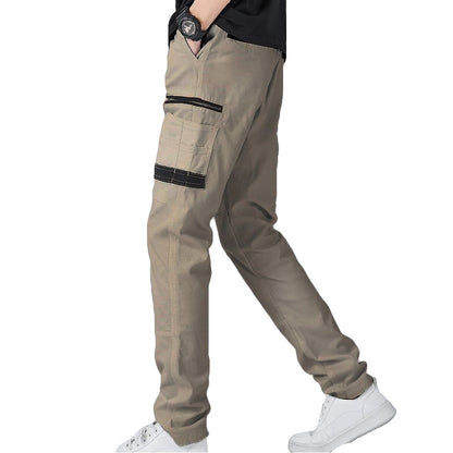 Men's Cotton Drill Cargo Work Pants UPF 50+ 13 Pockets Tradies Workwear Trousers, Khaki, 40 V474-578411