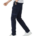 Men's Cotton Drill Cargo Work Pants UPF 50+ 13 Pockets Tradies Workwear Trousers, Navy, 28