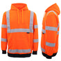 HI VIS Hooded Safety Jumper Hoodie Sweatshirt Tradie Workwear Fleece Jacket Coat, Fluro Orange, L V474-578896