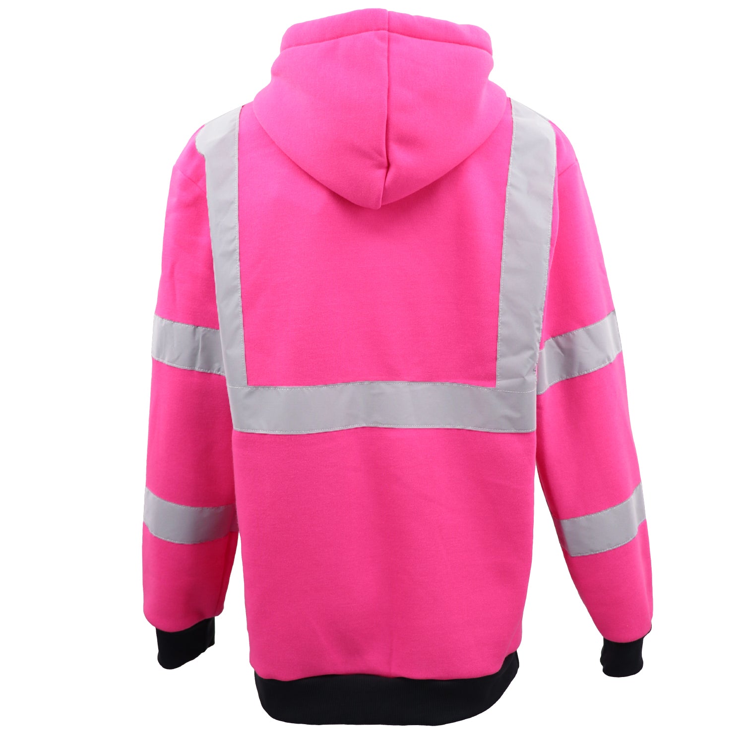 HI VIS Hooded Safety Jumper Hoodie Sweatshirt Tradie Workwear Fleece Jacket Coat, Fluro Pink, M V474-578902
