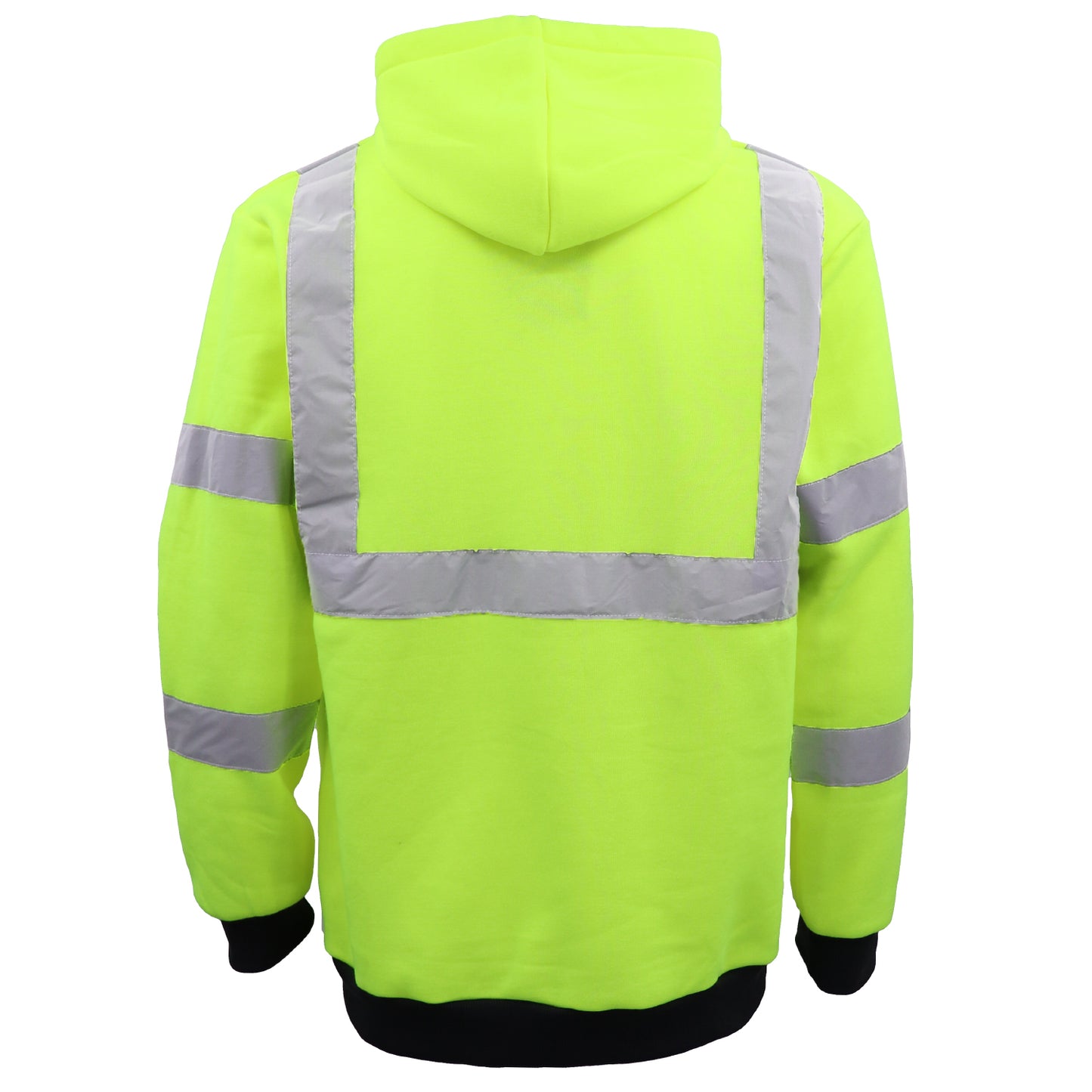 HI VIS Hooded Safety Jumper Hoodie Sweatshirt Tradie Workwear Fleece Jacket Coat, Fluro Yellow, L V474-578910