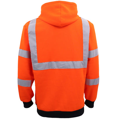 HI VIS Hooded Safety Jumper Hoodie Sweatshirt Tradie Workwear Fleece Jacket Coat, Fluro Yellow, L V474-578910