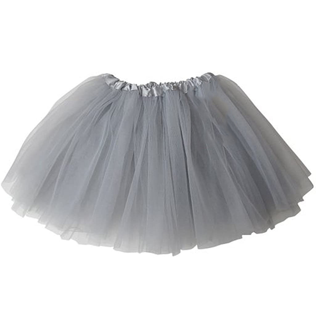 New Adults Tulle Tutu Skirt Dressup Party Costume Ballet Womens Girls Dance Wear, Grey, Kids V474-580293