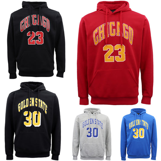 Men's Fleece Pullover Hoodie Jacket Sports Jumper Jersey Chicago Golden State, Black - Golden State 30, XS V474-583188