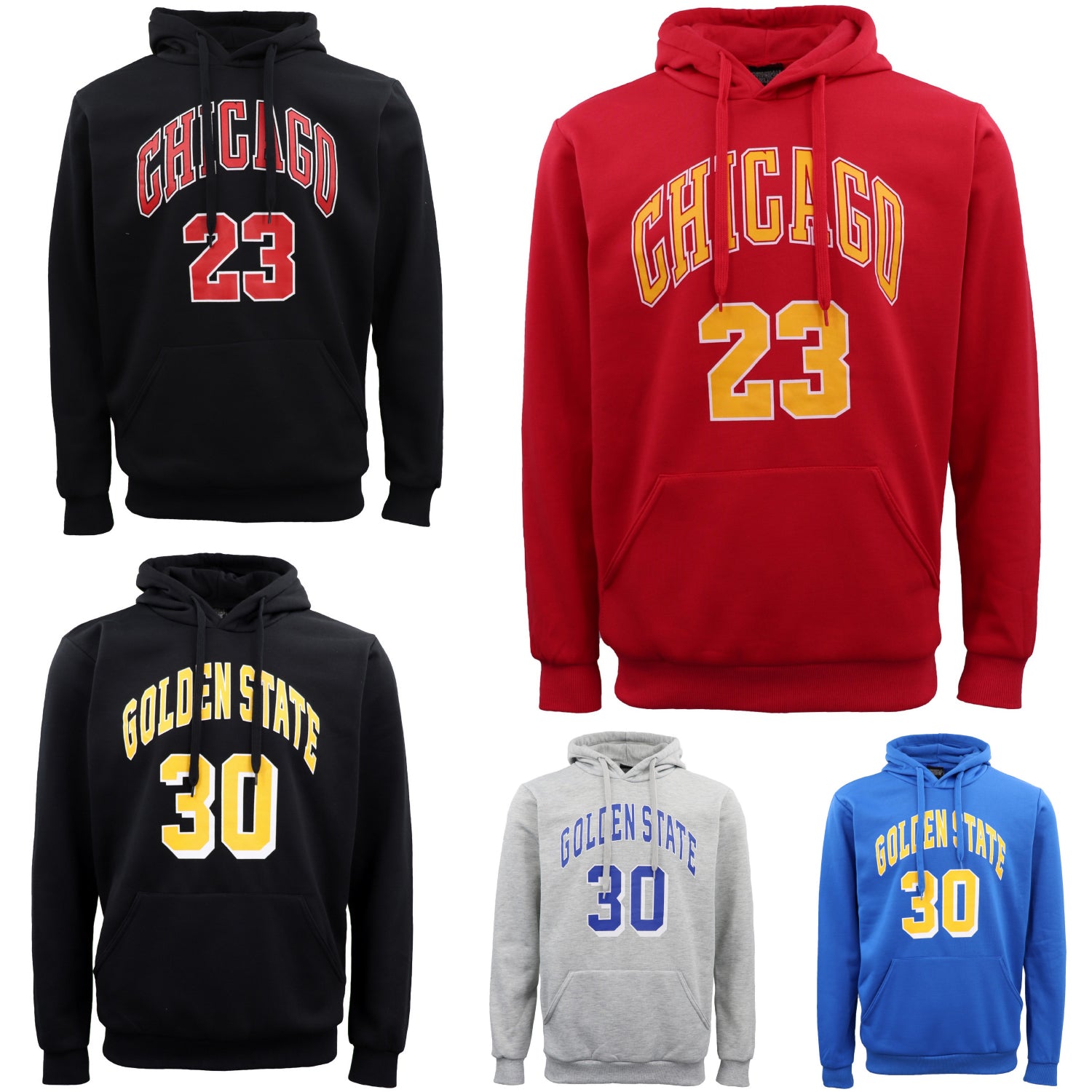 Men's Fleece Pullover Hoodie Jacket Sports Jumper Jersey Chicago Golden State, Blue - Golden State 30, M V474-583197