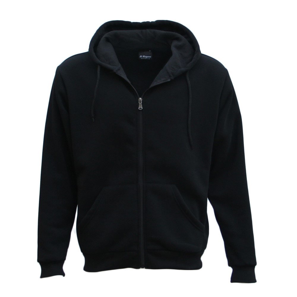 Adult Unisex Zip Plain Fleece Hoodie Hooded Jacket Mens Sweatshirt Jumper XS-8XL, Black, 7XL V474-584451