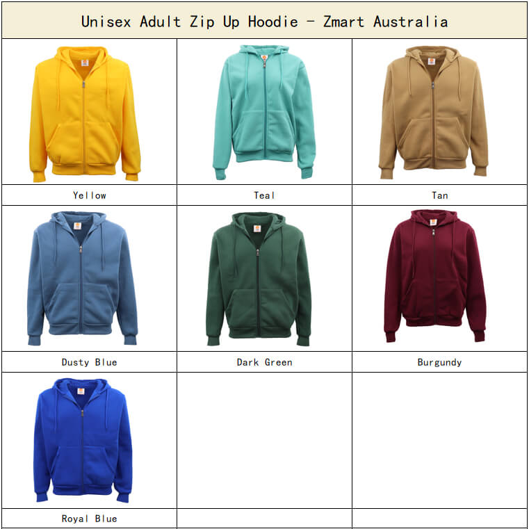 Adult Unisex Zip Plain Fleece Hoodie Hooded Jacket Mens Sweatshirt Jumper XS-8XL, Black, 7XL V474-584451