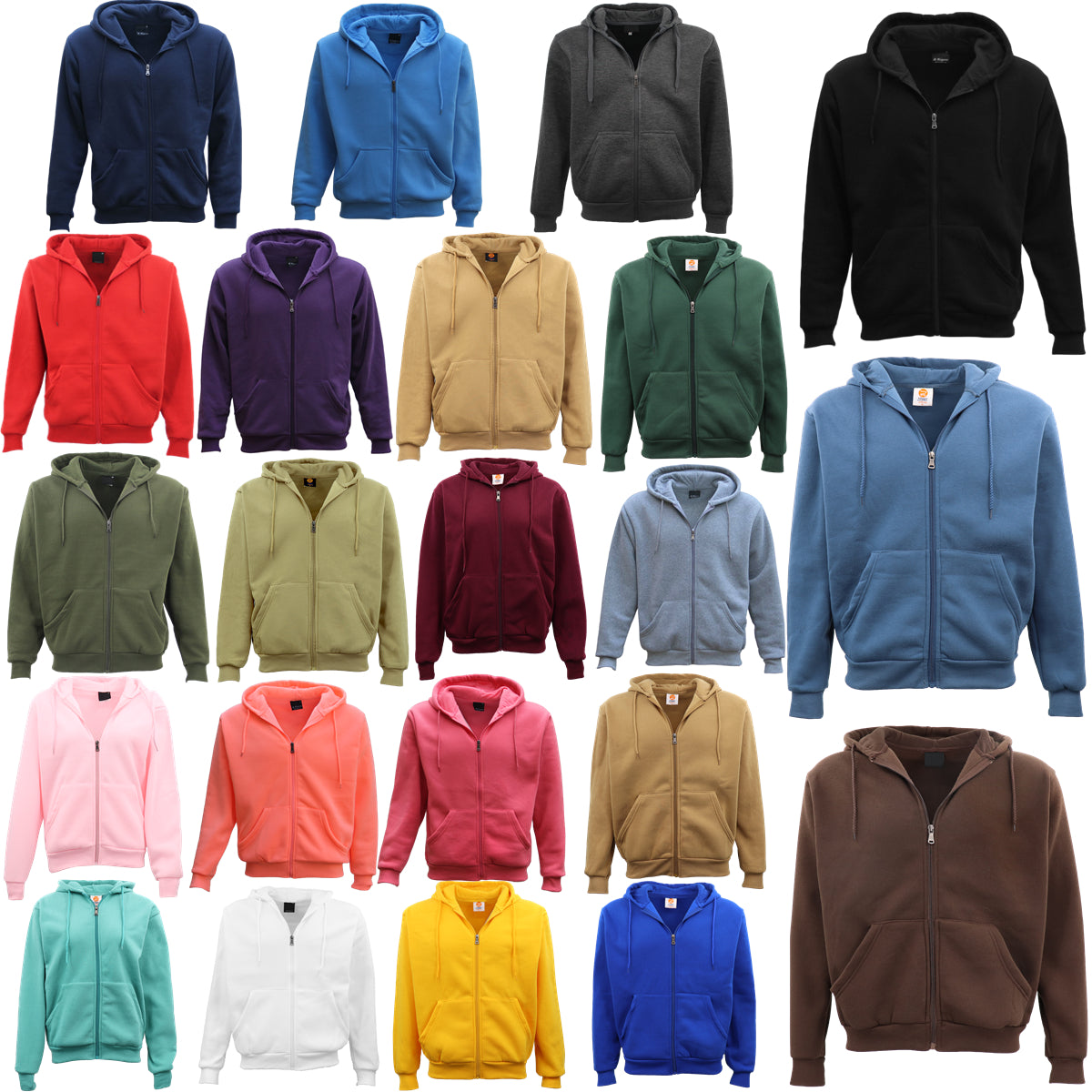 Adult Unisex Zip Plain Fleece Hoodie Hooded Jacket Mens Sweatshirt Jumper XS-8XL, Black, 8XL V474-584452