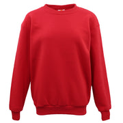 New Adult Unisex Plain Pullover Fleece Jumper Mens Long Sleeve Crew Neck Sweater, Olive, S
