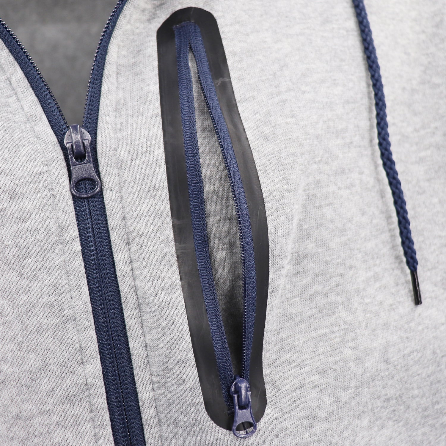 Men's Adult Full Zip Hoodie Jumper Active Two-Tone Jacket Coat Sports Zip Pocket, Navy, L V474-604572