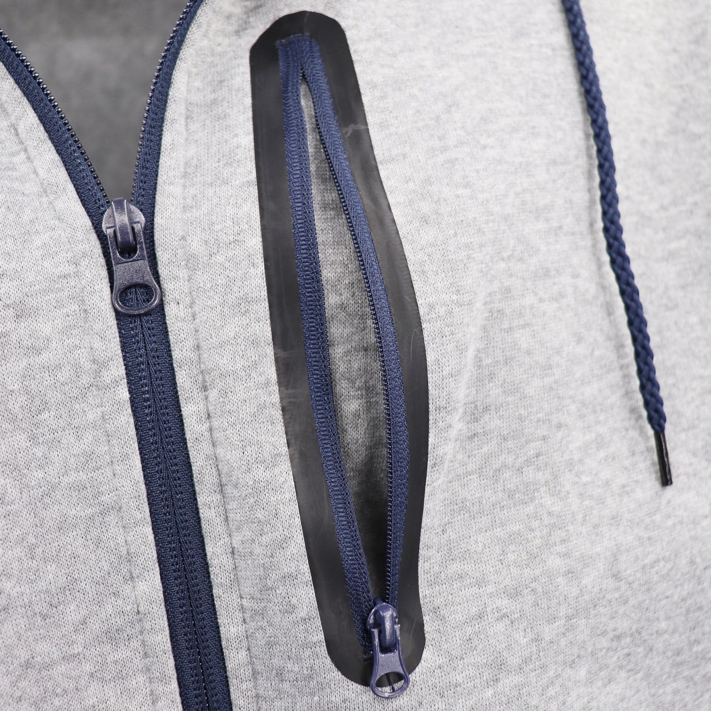 Men's Adult Full Zip Hoodie Jumper Active Two-Tone Jacket Coat Sports Zip Pocket, Navy, XL V474-604573