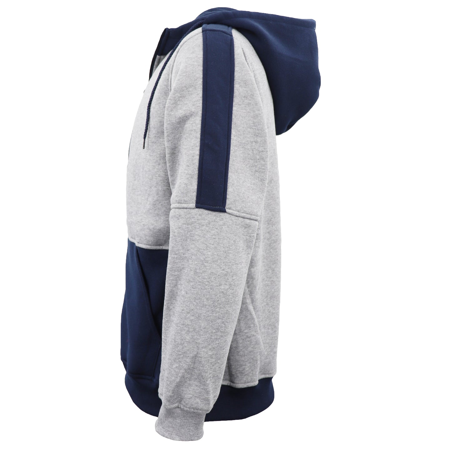 Men's Adult Full Zip Hoodie Jumper Active Two-Tone Jacket Coat Sports Zip Pocket, Navy, XL V474-604573