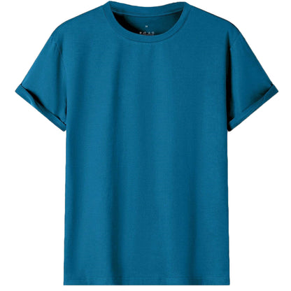 Adult 100% Cotton T-Shirt Unisex Men's Basic Plain Blank Crew Tee Tops Shirts, Aqua, 2XL V474-613122