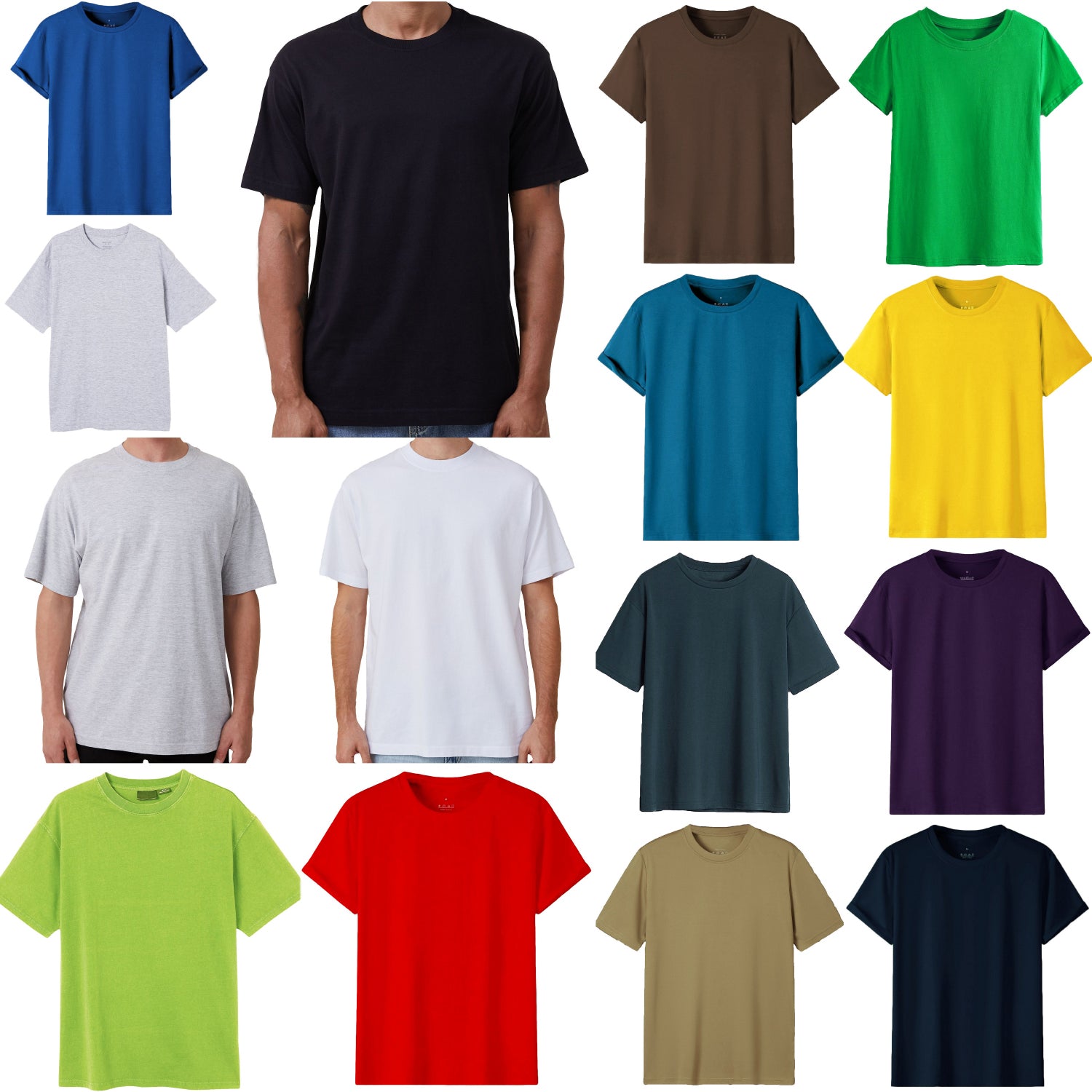 Adult 100% Cotton T-Shirt Unisex Men's Basic Plain Blank Crew Tee Tops Shirts, Lime, 2XL V474-613140