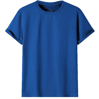 Adult 100% Cotton T-Shirt Unisex Men's Basic Plain Blank Crew Tee Tops Shirts, Royal Blue, S V474-613160