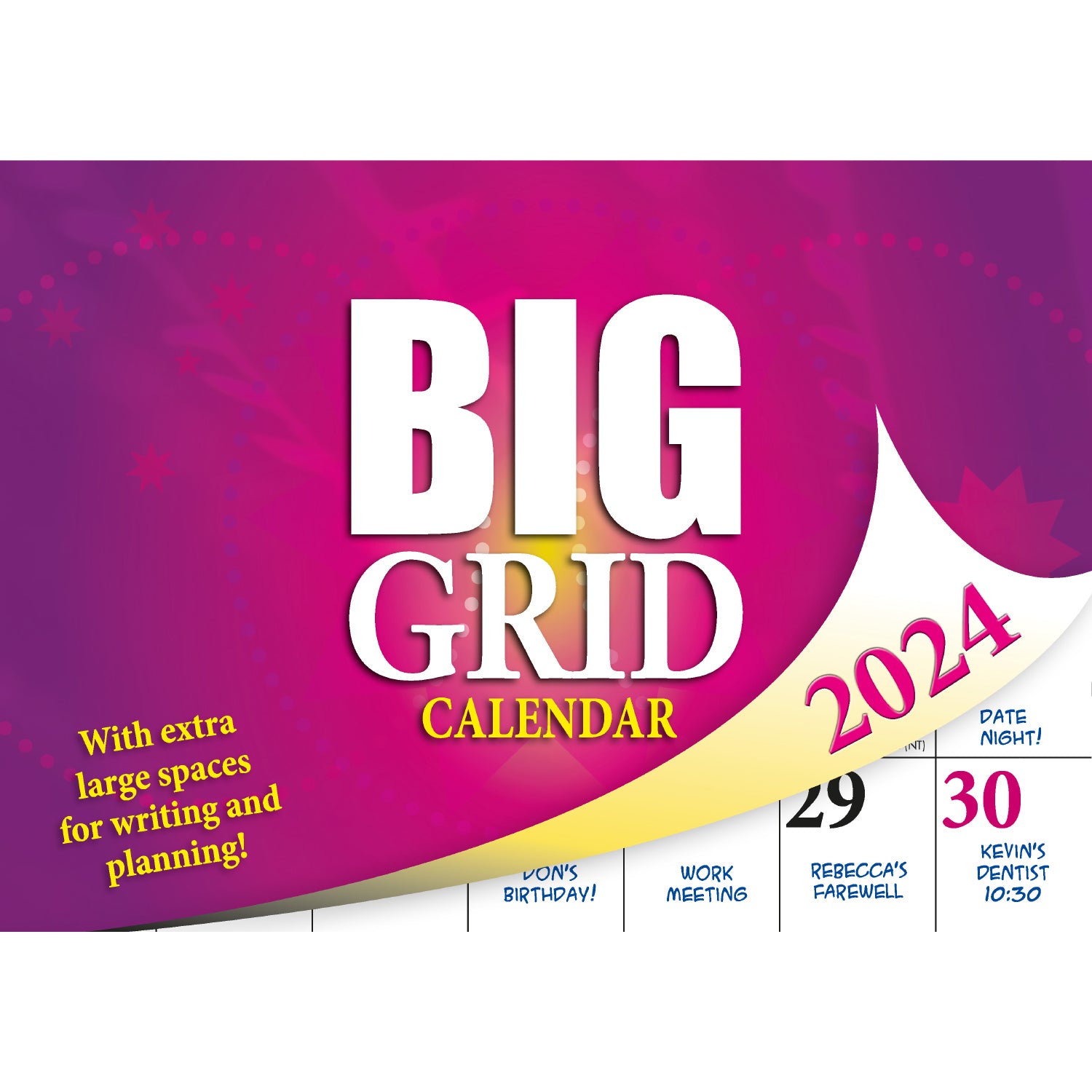 Big Grid - 2024 Rectangle Wall Calendar 13 Months Large Date Boxes Easy Planning V474-614551