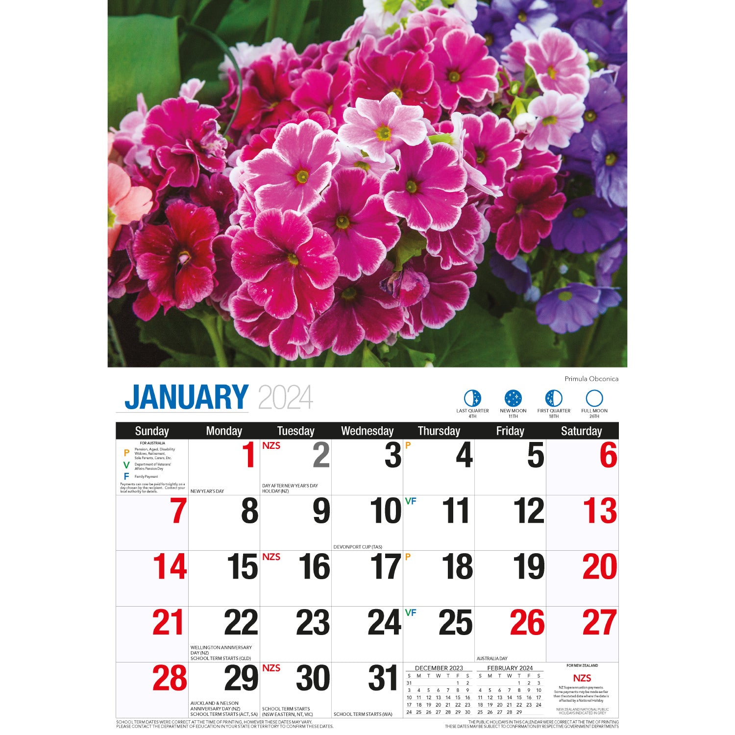 Beautiful Flowers - 2024 Rectangle Wall Calendar 16 Months Floral Art Home Decor V474-614552