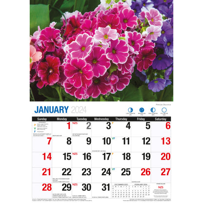 Beautiful Flowers - 2024 Rectangle Wall Calendar 16 Months Floral Art Home Decor V474-614552