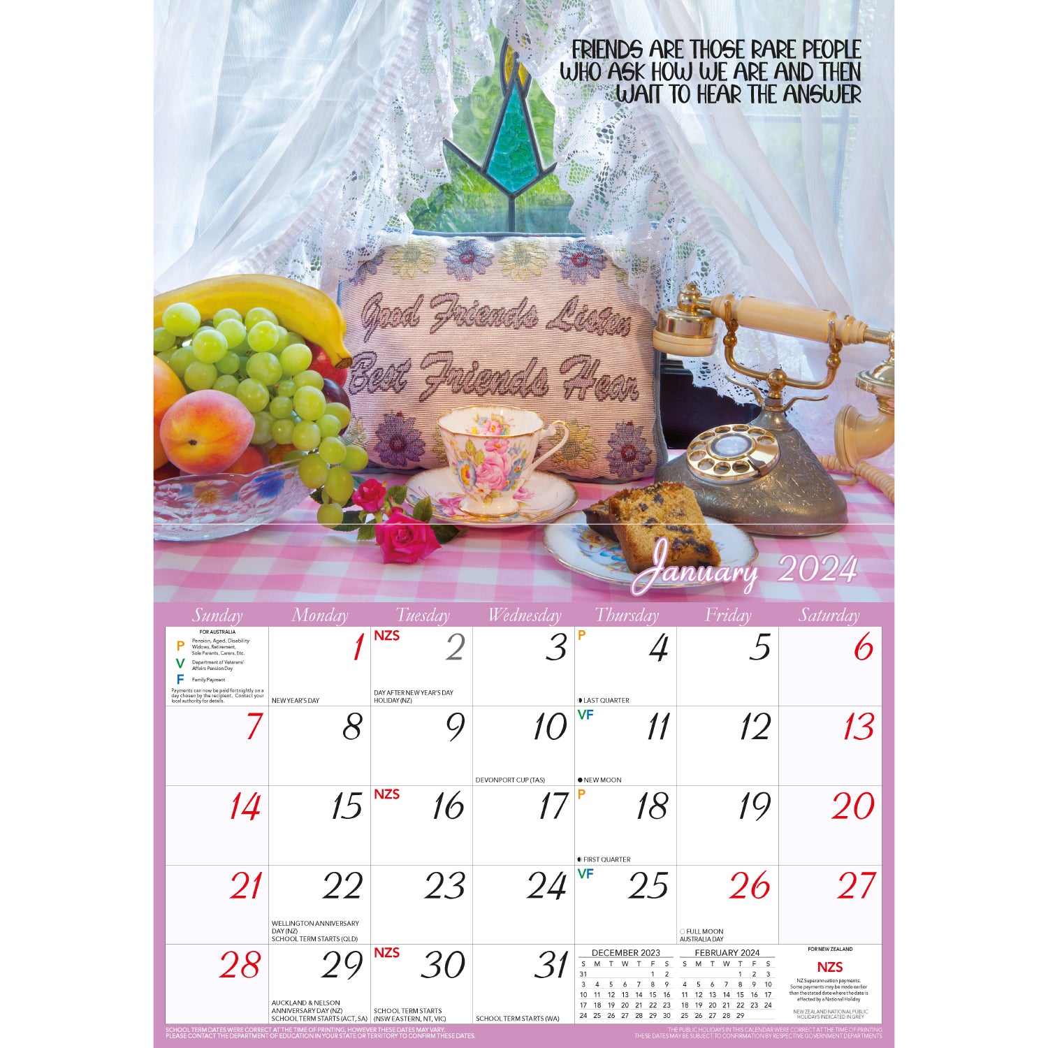 Friendships 2024 Rectangle Wall Calendar 13 Months Planner Celebrate Bonds Gift V474-614555