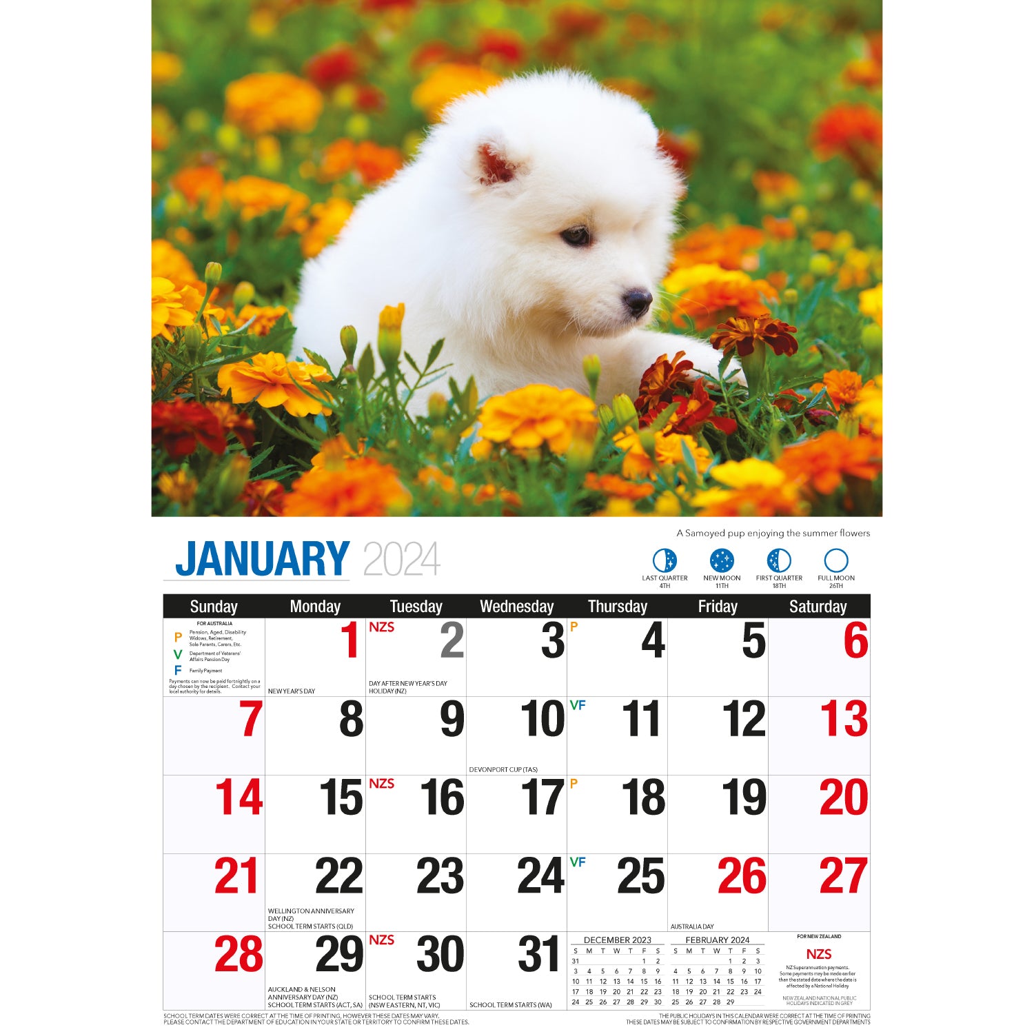 Adorable Dogs 2024 Rectangle Wall Calendar 16 Months Planner Cute Animal Photos V474-614558